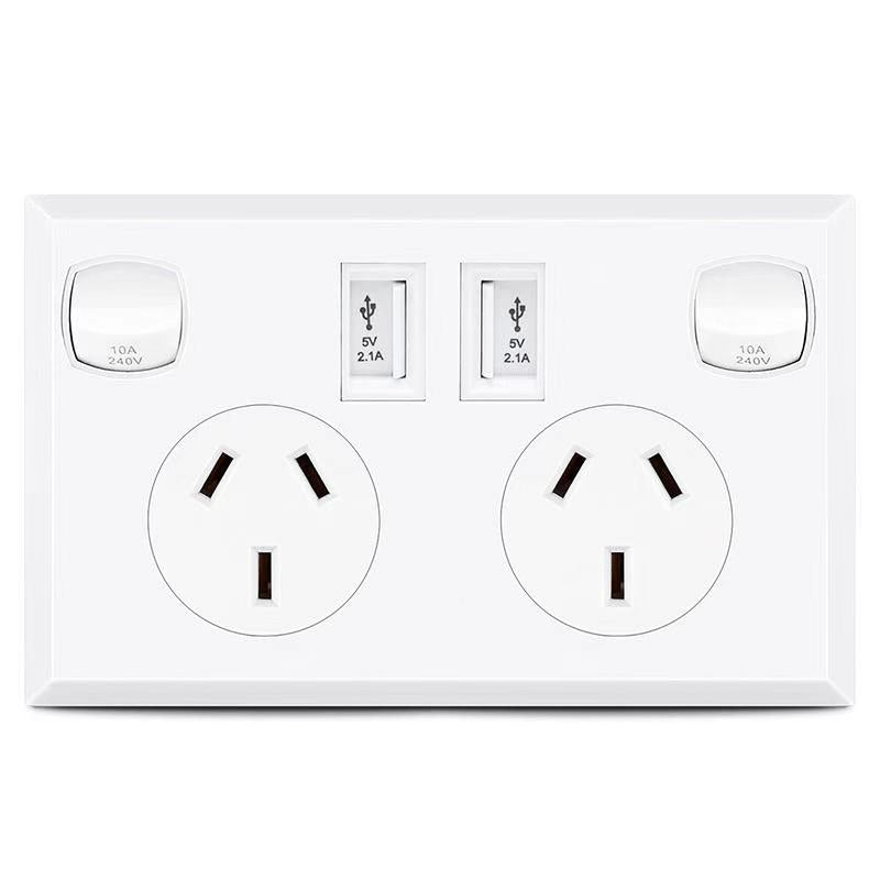 Dual USB Wall Power Supply Socket SAA Approval