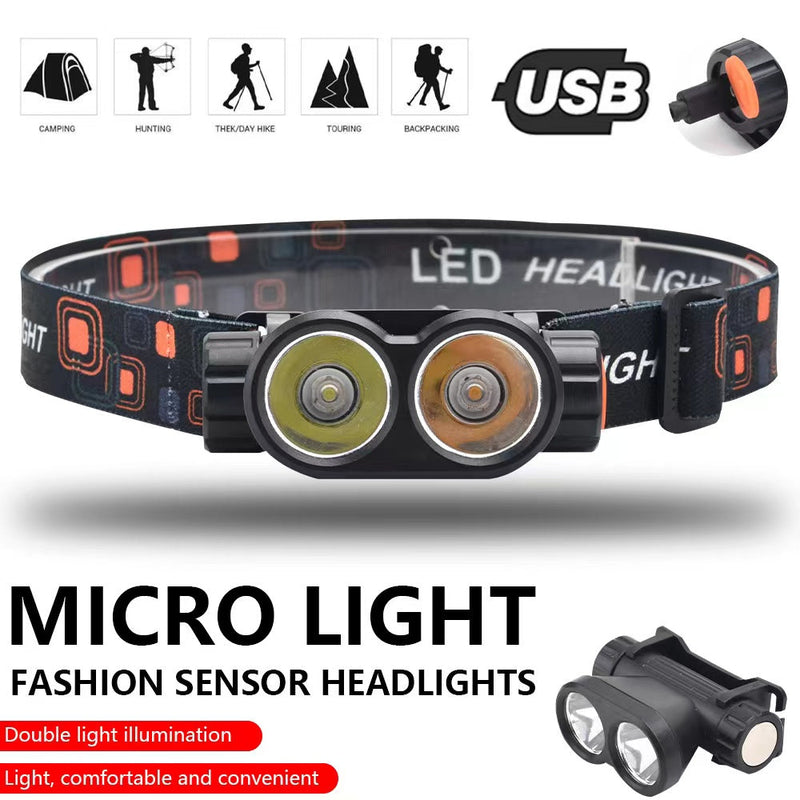 Rechargeable LED Headlamp Headlight Motion Sensor Head Torch