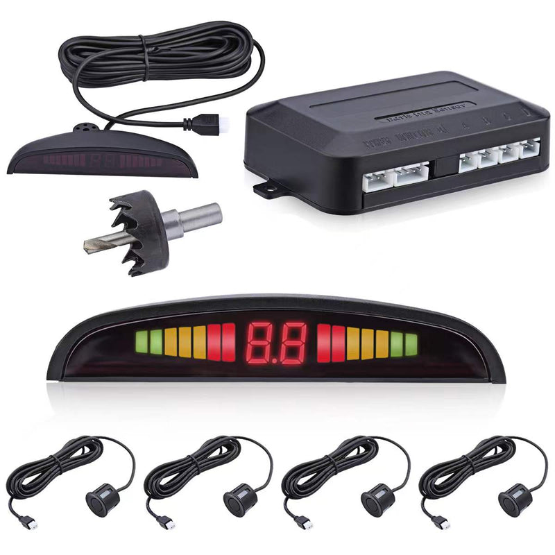 Car Parking Sensor System Kit 4 Parking 12V LED Display Reverse Backup Radar