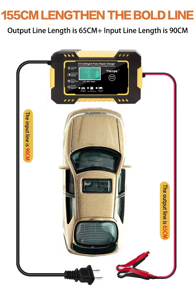 Car Battery Charger 12V Touch LCD Smart Repair Boat Motorcycle Truck