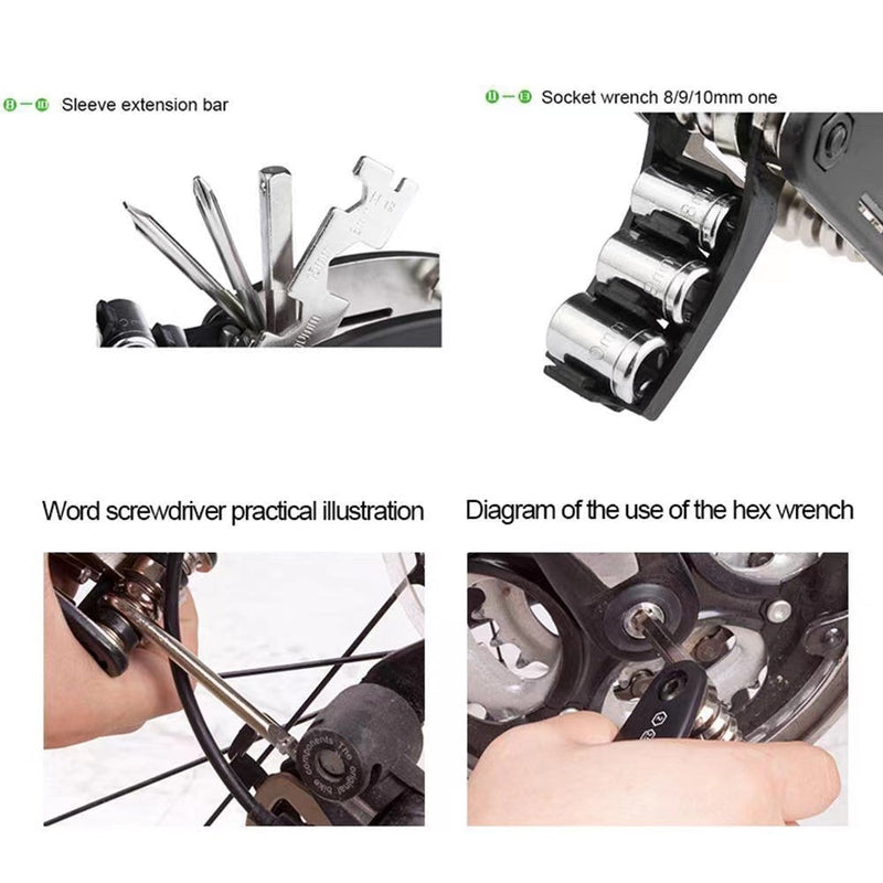 Bike Repair Multi Tool Mountain Bicycle Puncture Saddle Bag Tyre Patches