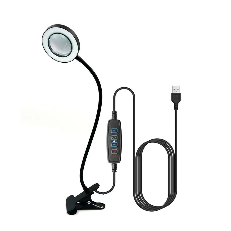 USB Desk Reading Lamp 3 Temperature 10 Gear Tattoo LED Light Lamp Magnify Glass