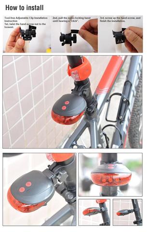 Free Shipping - 5LED+2Laser Cycling Safety Bicycle Rear Lamp