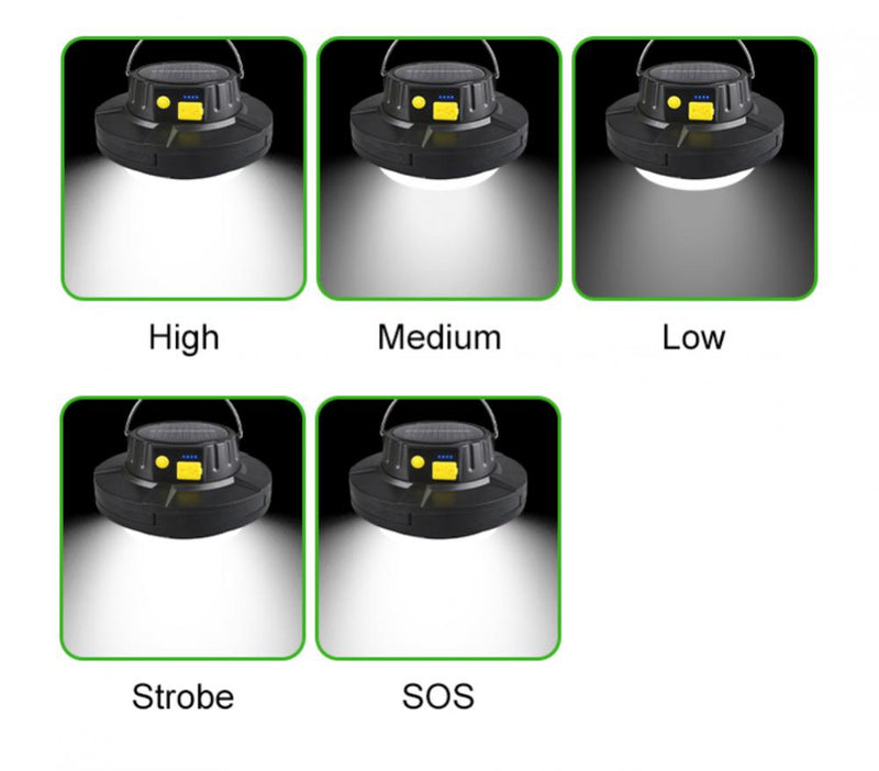 Super Bright Solar Emergency Light USB Rechargeable Portable LED Folding Lamp Five Gear Dimming Outdoor Camp Night Market Light