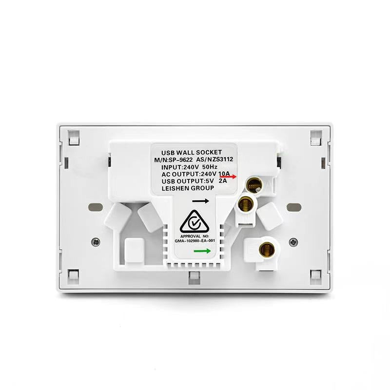 Dual USB Wall Power Supply Socket SAA Approval