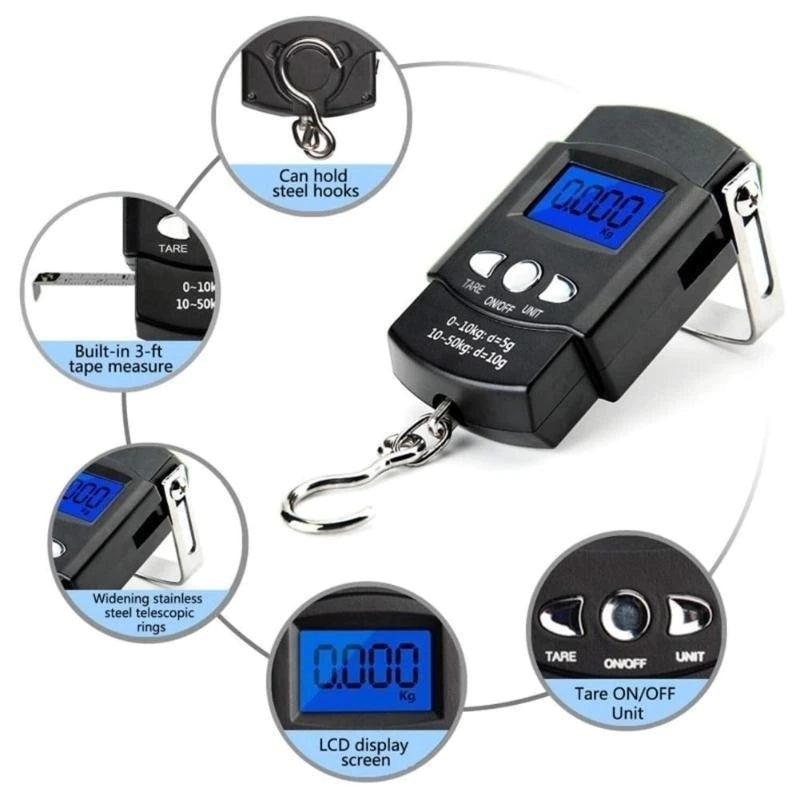 Portable LCD Digital Electronic Fishing Travel Luggage Hanging Weighing Scale