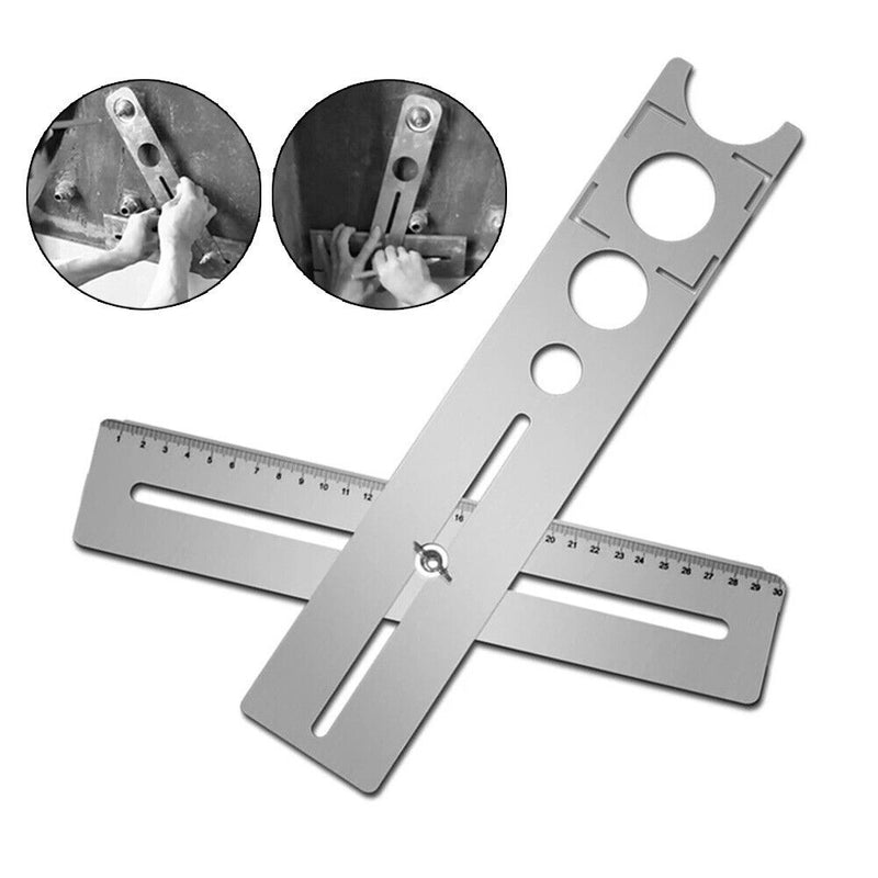 Durable Multi-Functional Ceramic Tile Hole Locator Ruler Stainless Steel Adjustable Tool