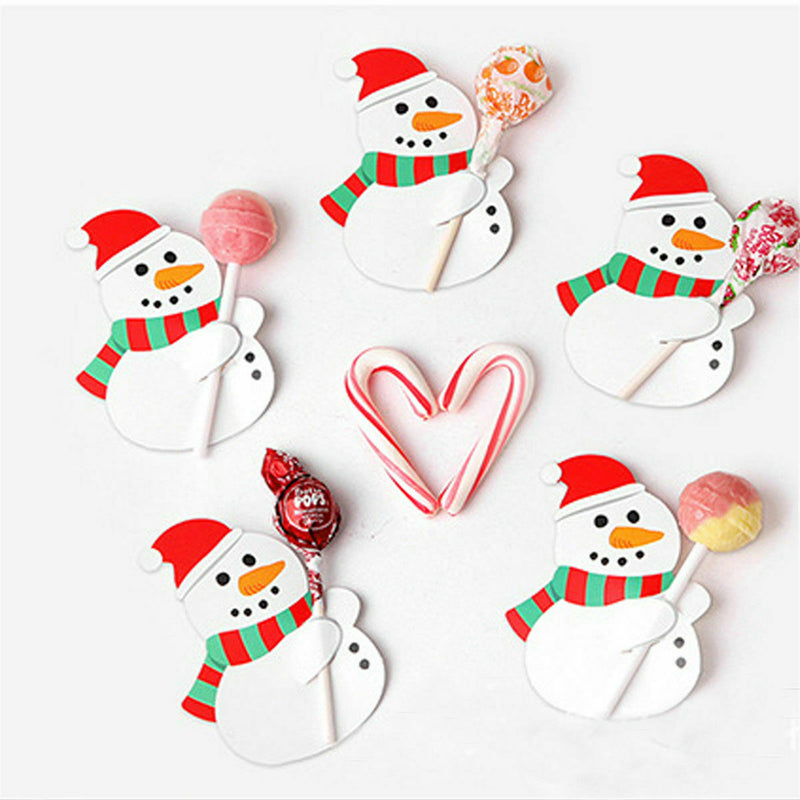 Christmas Party Lollipop 50Pcs Lolly Sugar-loaf Paper Card Penguin Holder Santa