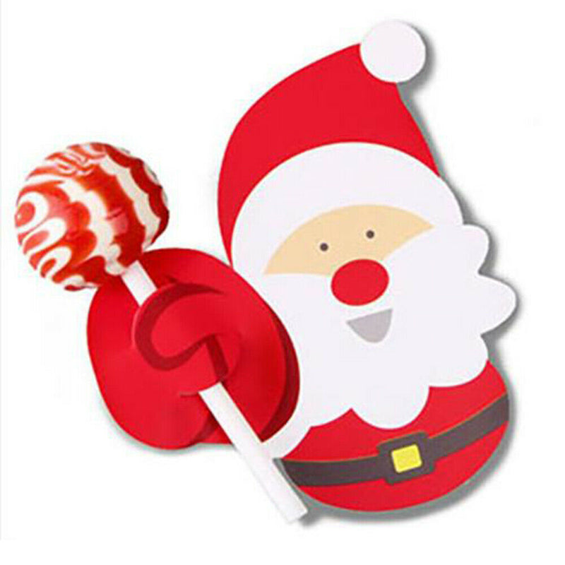 Christmas Party Lollipop 50Pcs Lolly Sugar-loaf Paper Card Penguin Holder Santa