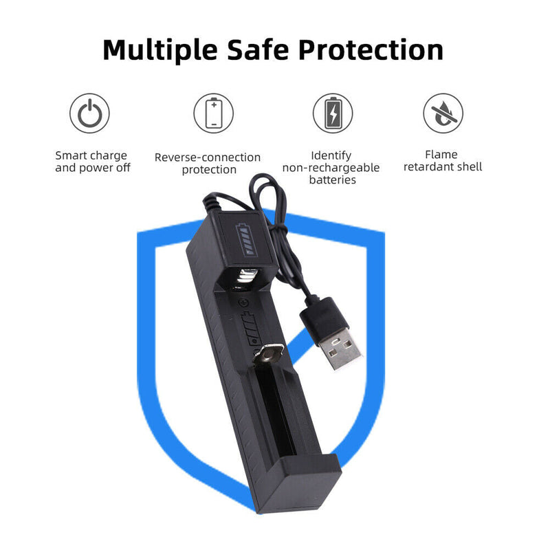 USB Battery Charger 1 Slot Charging Adapter with battery 18650/14500M Rechargeable Lithium Battery