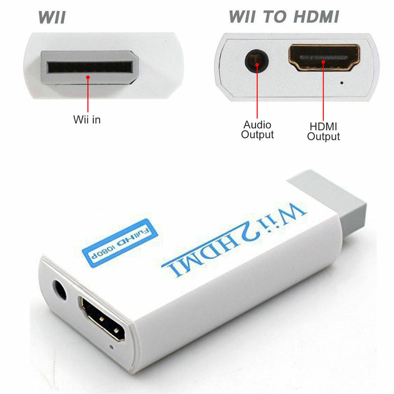 Wii HDMI Adapter 1080p Wii to HDMI Converter 3.5mm Adapter Audio HD Video Output