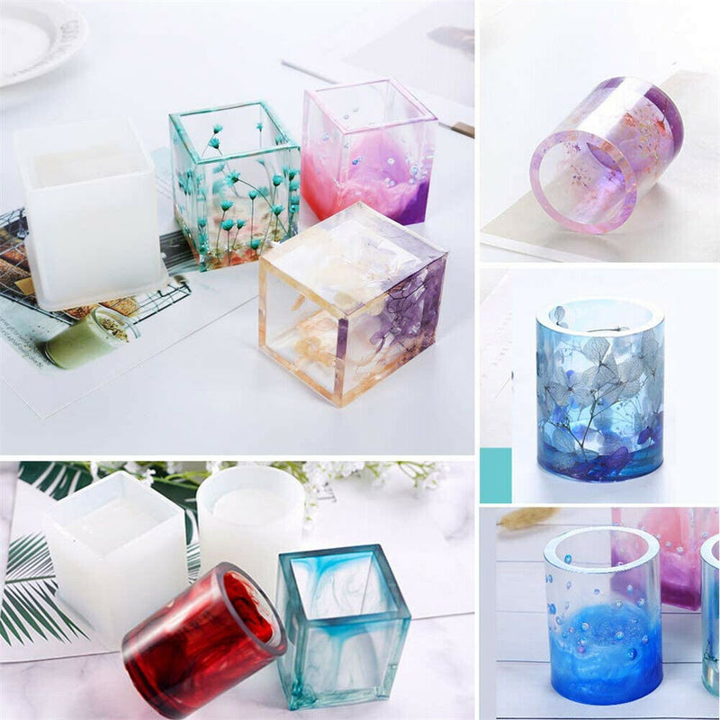 Silicone Mould Resin Epoxy Crystal Crafts Making Brush Pot Pen Holder