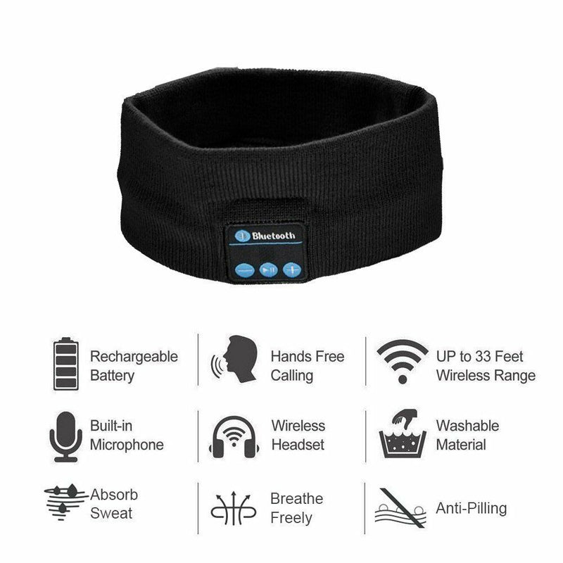 Sleep Headset Bluetooth Wireless Stereo Earphone Headphone Sports Headband w/Mic