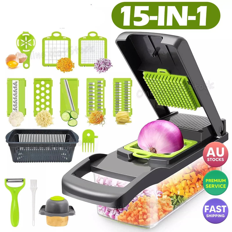 15 in 1 Vegetable Chopper Food Choppers Onion Chopper Veggie Slicer Cutter Dicer Kitchen