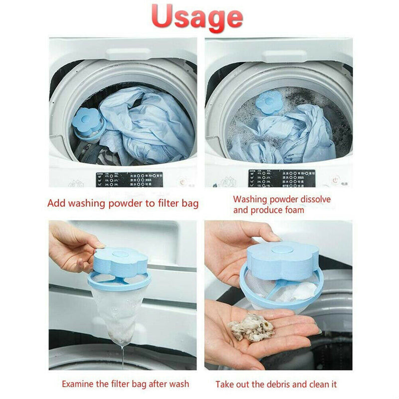 Free Shipping - 2x Washing Machine Filter Bag Floating Lint Hair Catcher Pouch Laundry Helper