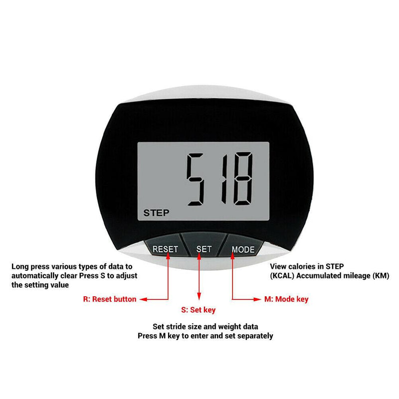 Pedometer Walking Step Counter with Battery Multi-functional LCD Display