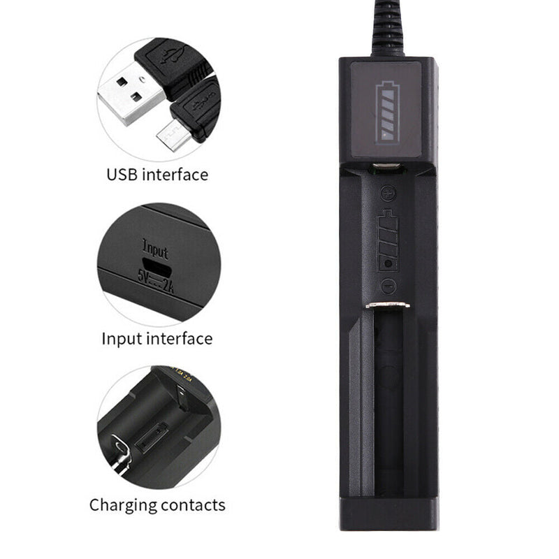 USB Battery Charger 1 Slot Charging Adapter with battery 18650/14500M Rechargeable Lithium Battery