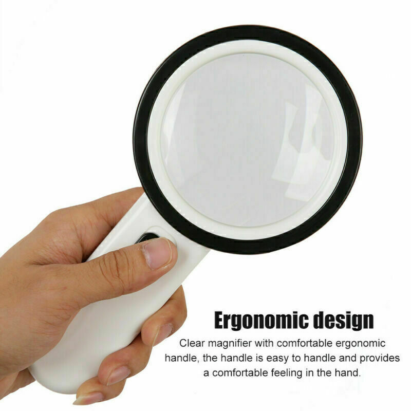 30X Jumbo Handheld Magnifying Glass w/ 3 Bright LED Light Illuminated Magnifier