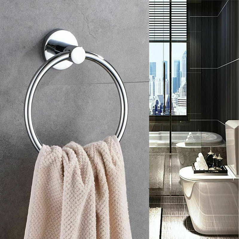 Free shipping- Round Hand Towel Ring Single Rack Rail Holder Hanger Wall Mount Bathroom