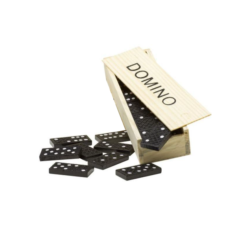 Six Tiles 28 Piece Black Wood Dominoes Game