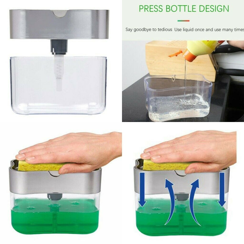 Free shipping-2 in 1 Pump Soap Dispenser and Sponge Caddy