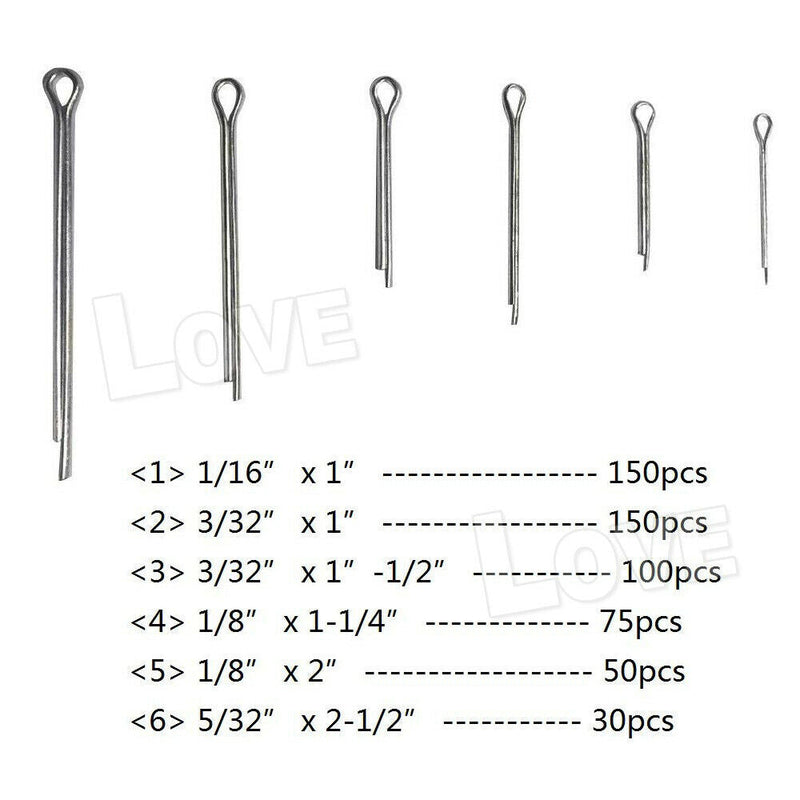 555pc Cotter Pin Assortment Set Grab Split Fixings Securing Lock Pins Spring Kit