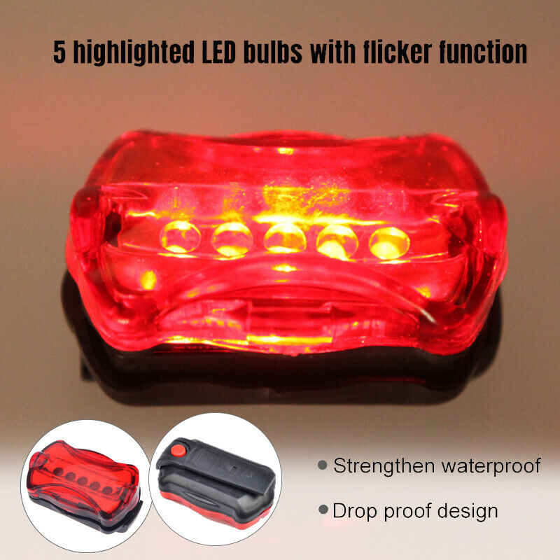 Free shipping-2PCS Head & Tail 5 LED White Beam Safety Alarm Bike Light