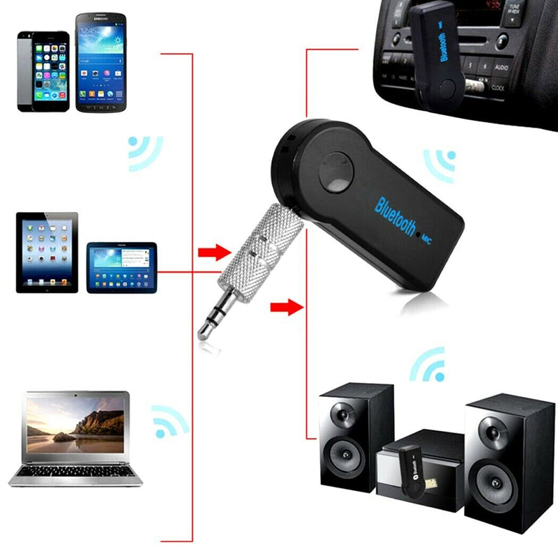 Wireless Bluetooth 3.5mm AUX Audio Stereo Music Home Car Receiver Adapter Mic