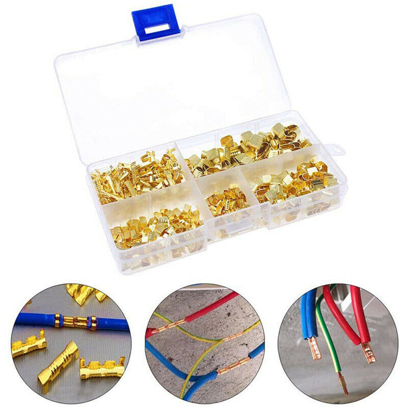 380pcs U-Shaped Copper Wire Crimps Terminal Cold Pressing Connectors