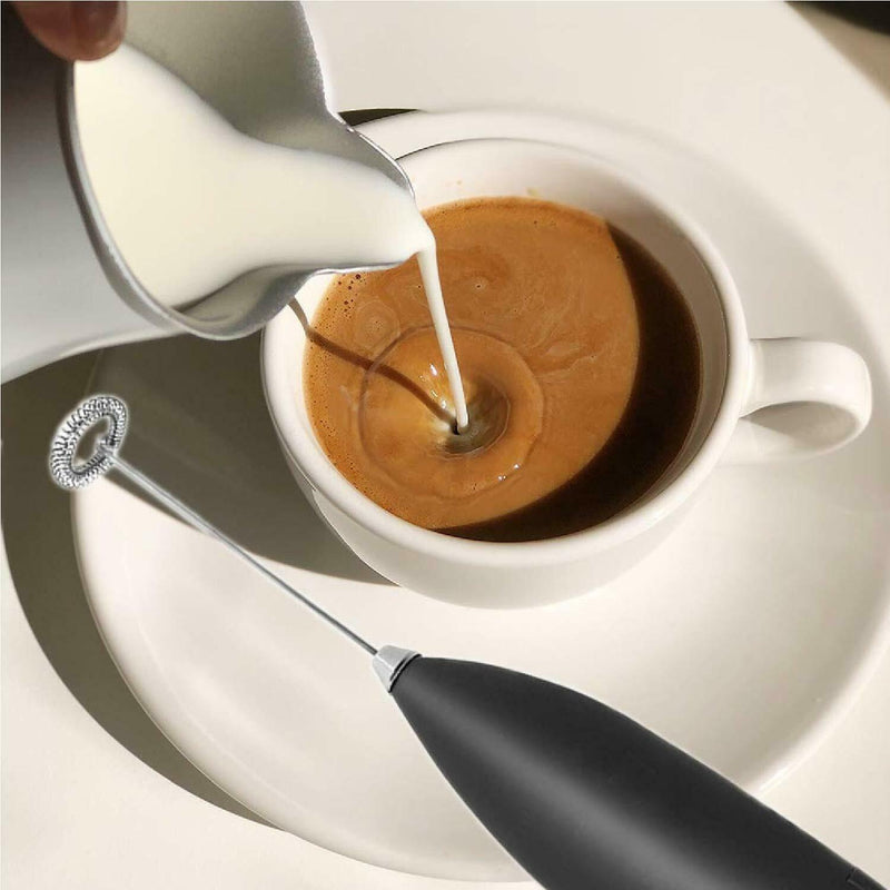 Electric Handheld Milk Frother Coffee Foam Maker Battery Powered Stainless Steel