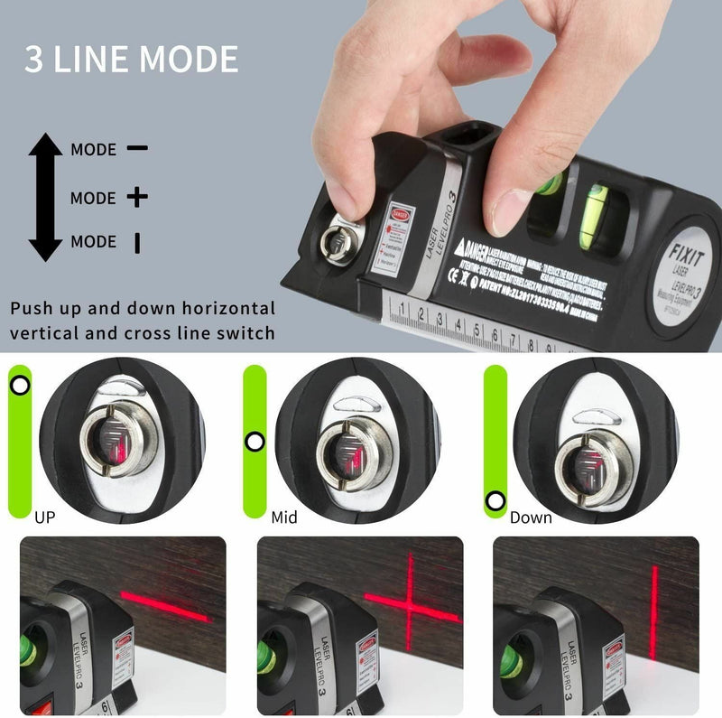 Multi-Purpose Line Spirit Laser Level Ruler Measuring Tape DIY Measure Tool