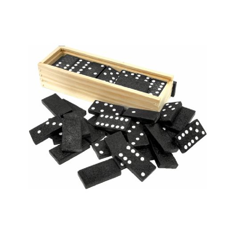 Six Tiles 28 Piece Black Wood Dominoes Game