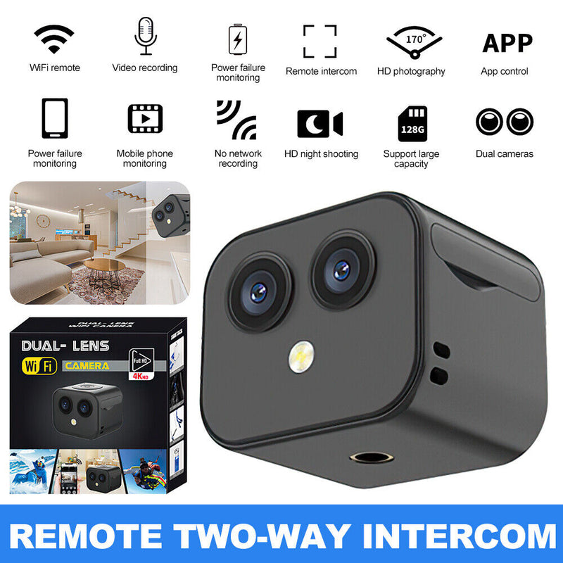 WiFi Mini Camera Security 1080PHD Wireless Dual Lens Night Vision Sport Cam