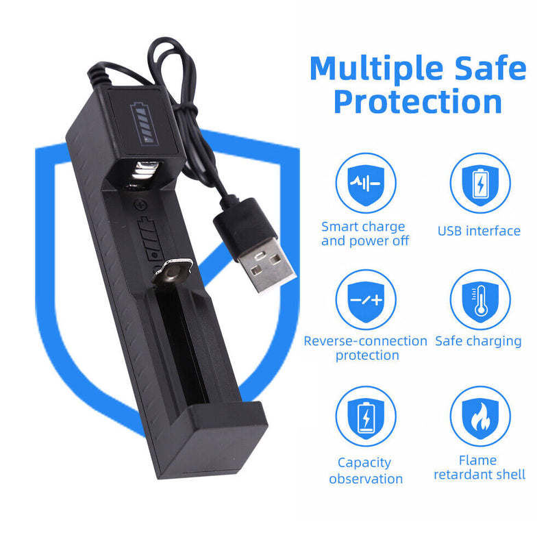 USB Battery Charger 1 Slot Charging Adapter with battery 18650/14500M Rechargeable Lithium Battery