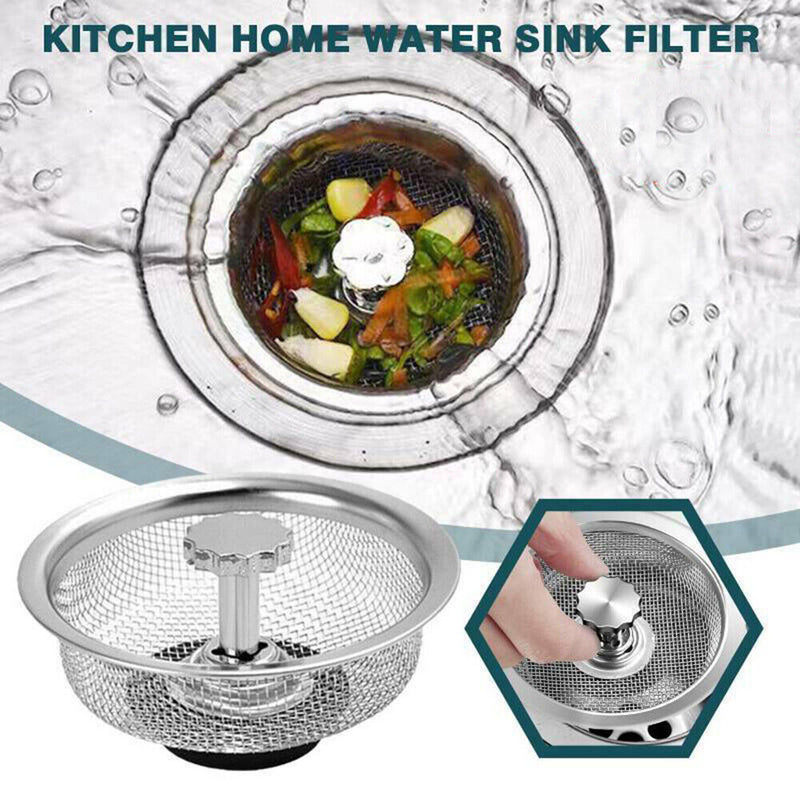 2x  Kitchen Waste Sink Strainer Stainless Steel Waste Plug Filter Drain Stopper