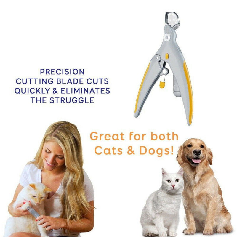 Trimmer Nail Clippers Toe Claws Pet Dog Cat Cutter LED Light 5X Magnify Grinder