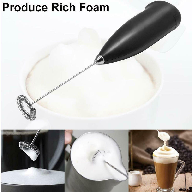 Electric Handheld Milk Frother Coffee Foam Maker Battery Powered Stainless Steel