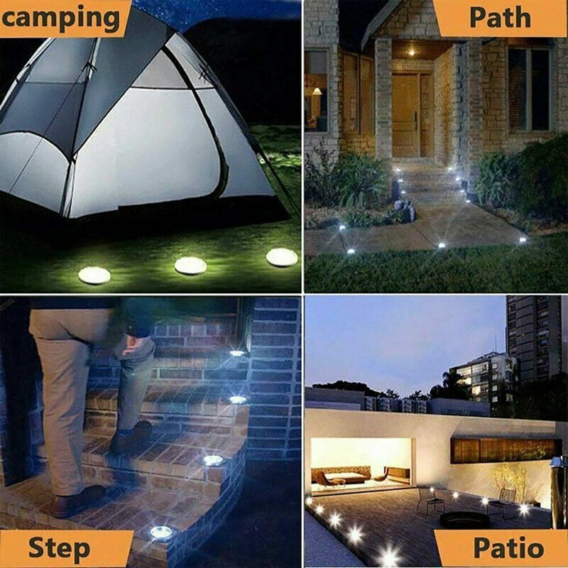 Solar Power 8LED Lights Floor Decking Outdoor Garden Lawn Path Lamp