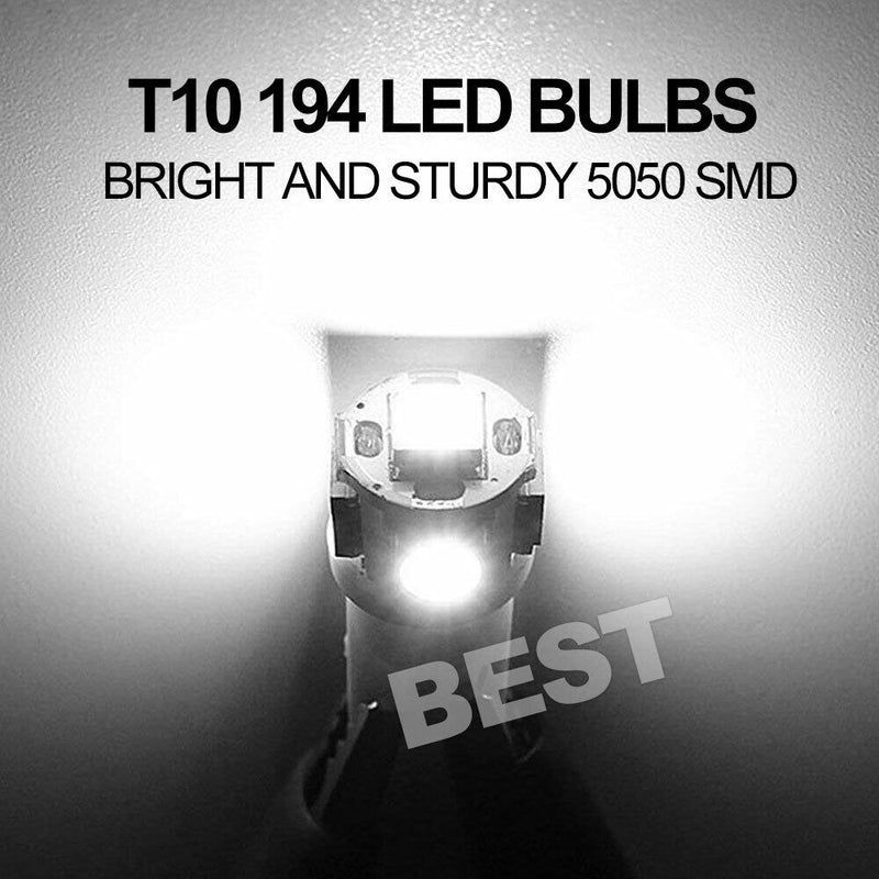 10x T10 LED W5W 194 168 5SMD Car Wedge Tail Parking Plate Light Bulb 12V - WHITE