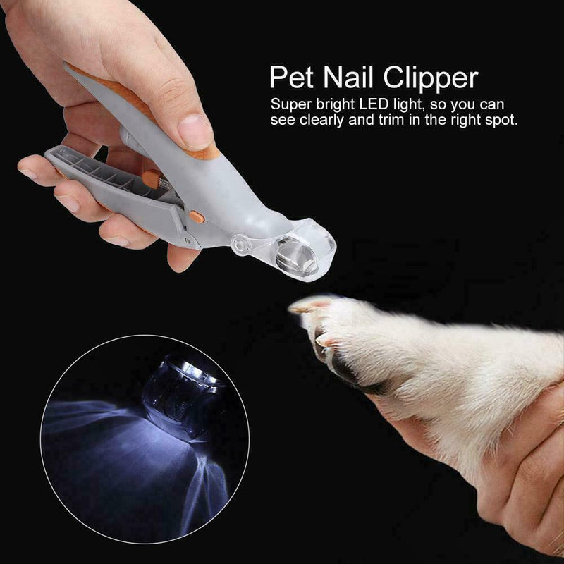 Trimmer Nail Clippers Toe Claws Pet Dog Cat Cutter LED Light 5X Magnify Grinder