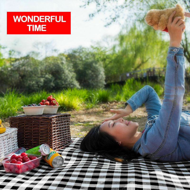 Free shipping-200X200cm Extra Large Premium Cashmere Waterproof Picnic Blanket