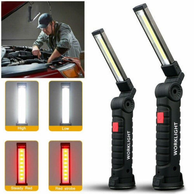 Portable Work Light Rechargable COB LED Hand Torch Flashlight Magnetic Foldable