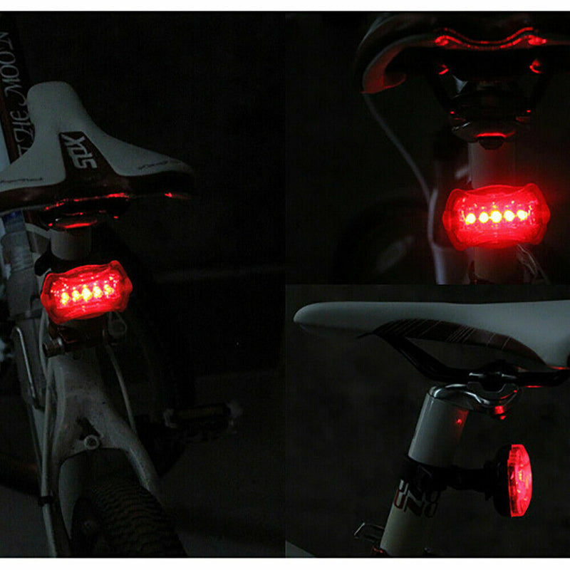 Free shipping-2PCS Head & Tail 5 LED White Beam Safety Alarm Bike Light