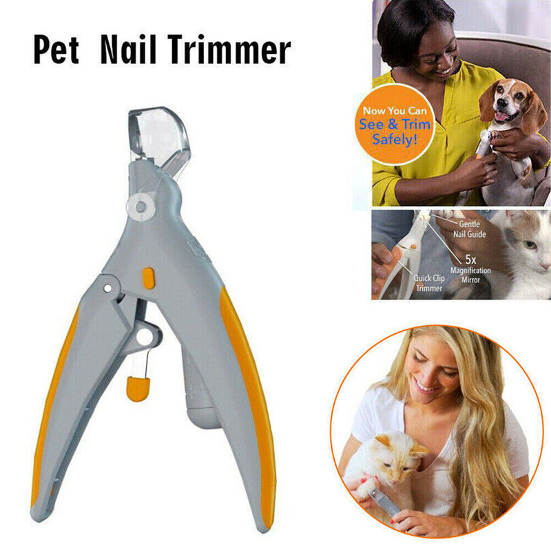 Trimmer Nail Clippers Toe Claws Pet Dog Cat Cutter LED Light 5X Magnify Grinder