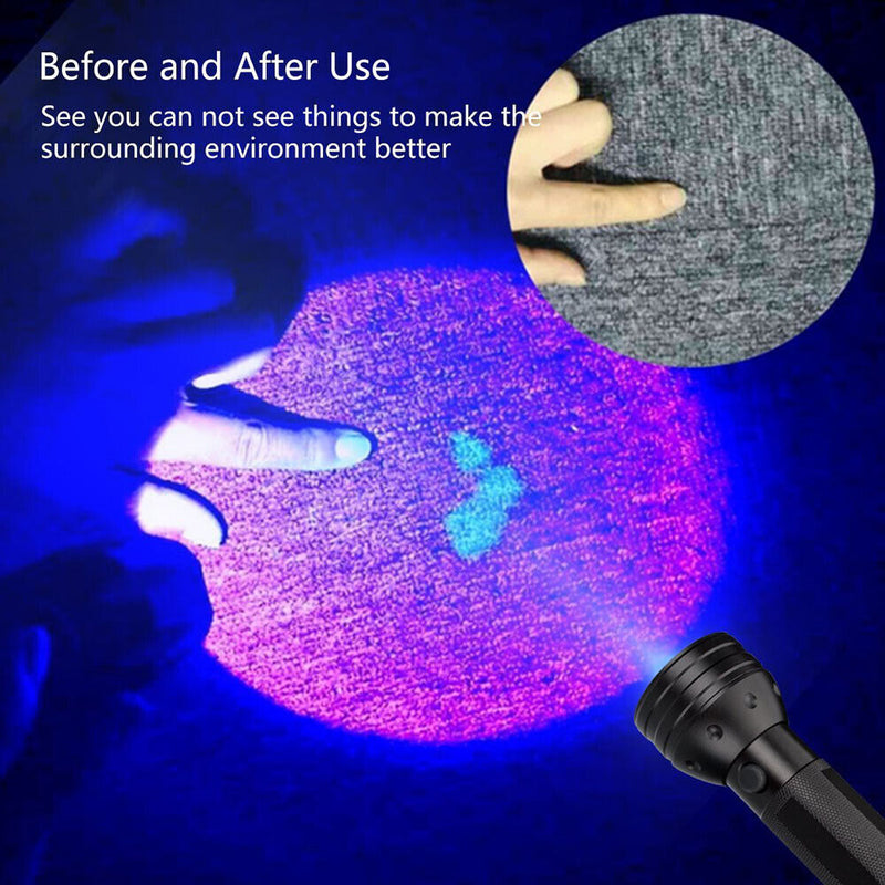 UV Flashlight Ultraviolet Blacklight Aluminum Torch Light (Battery included)