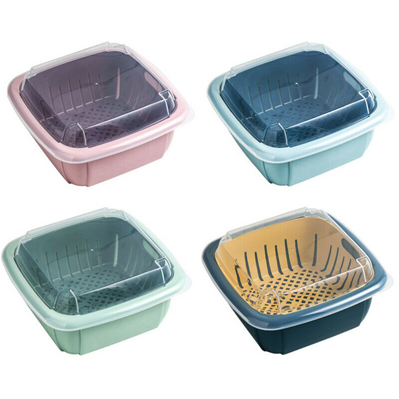 Multifunction Double-layer Drain Basket With Lid Container