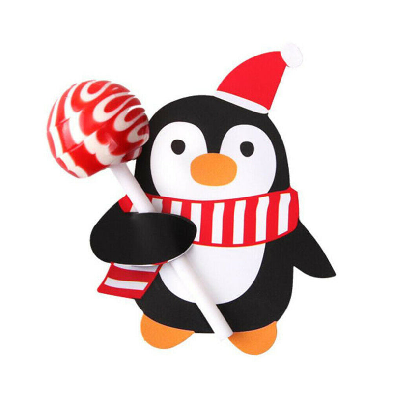 Christmas Party Lollipop 50Pcs Lolly Sugar-loaf Paper Card Penguin Holder Santa