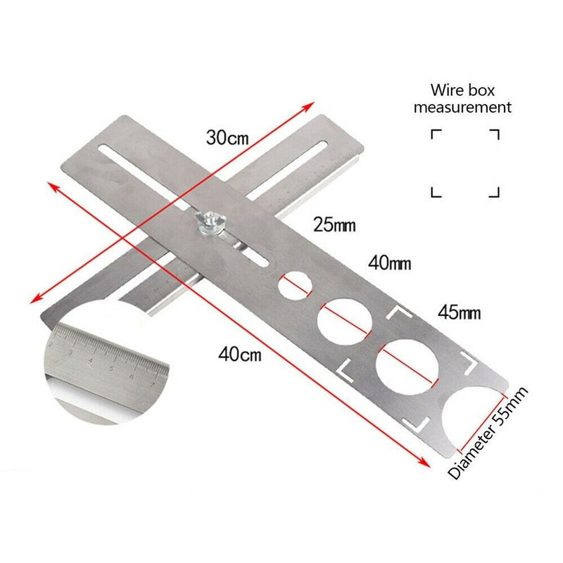 Durable Multi-Functional Ceramic Tile Hole Locator Ruler Stainless Steel Adjustable Tool