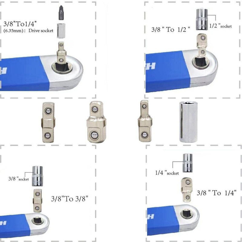 Universal Extension Wrench Set Offset Ratchet Spanner Extender Adapters Socket