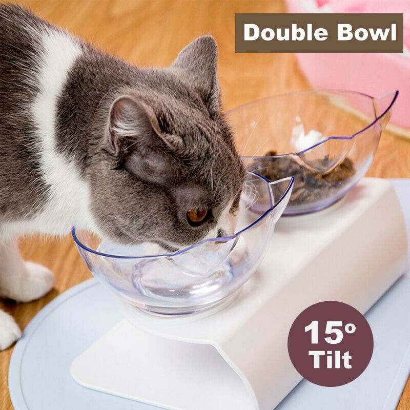 Double Elevated Stand Bowls Pet Bowl Feeder